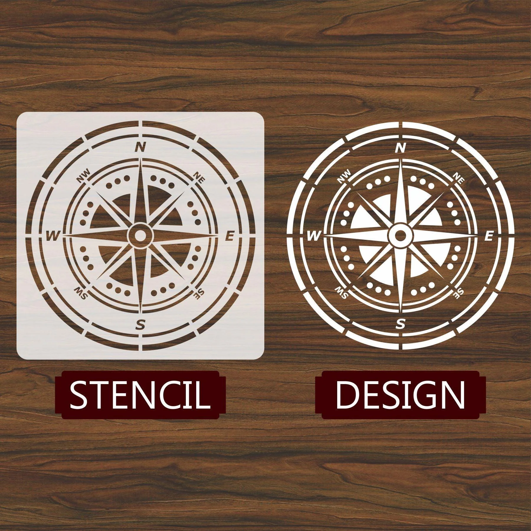 Compass Reusable Stencil For Canvas And Wall Painting - Image 3