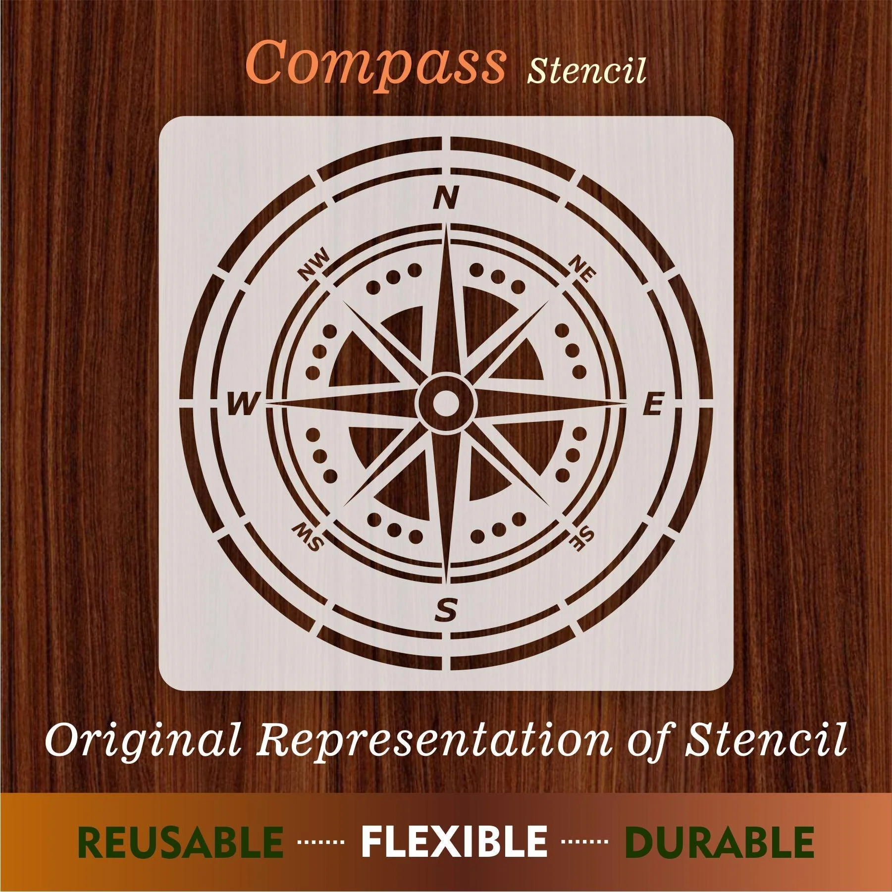 Compass Reusable Stencil For Canvas And Wall Painting - Image 8