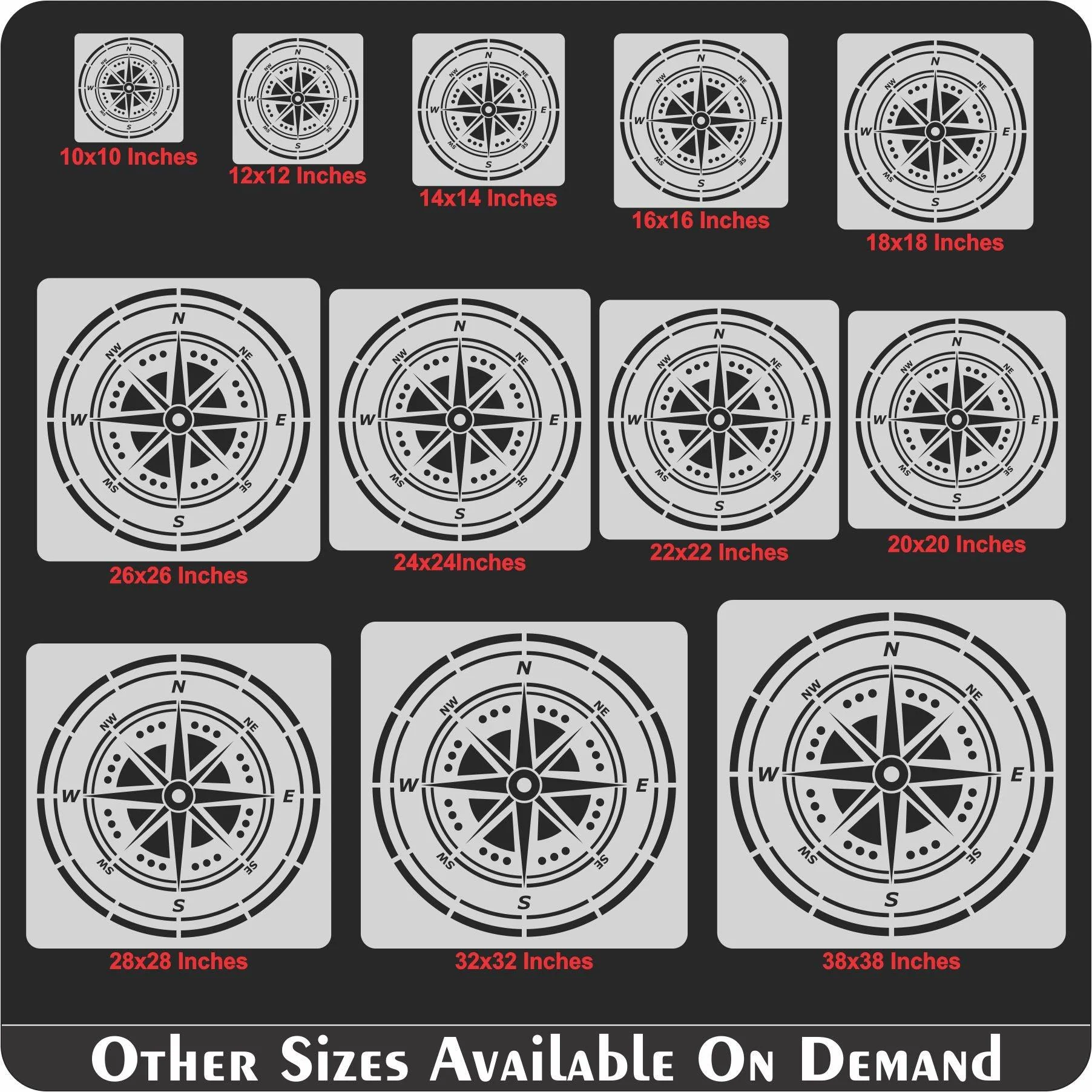 Compass Reusable Stencil For Canvas And Wall Painting - Image 9