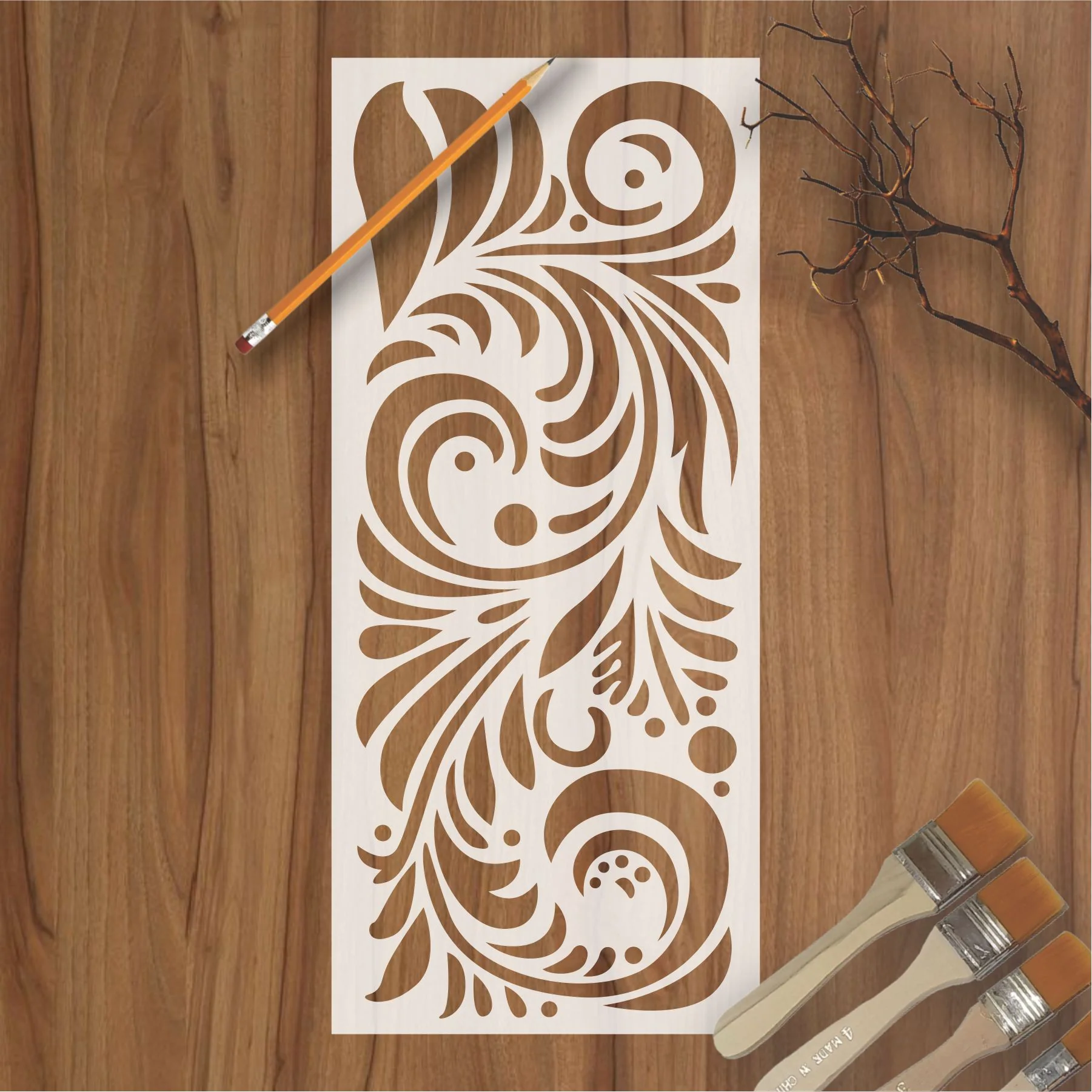 Swill Bonzaa Pattern Reusable Stencil For Canvas And Wall Painting.ID#224 - Image 2