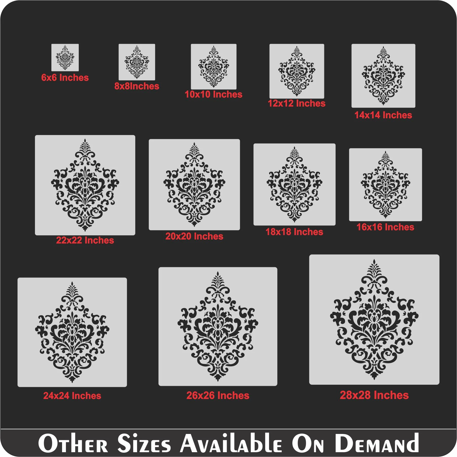 Vintage Damask Floral Reusable Stencil for Canvas and wall painting.ID #465 - Image 10