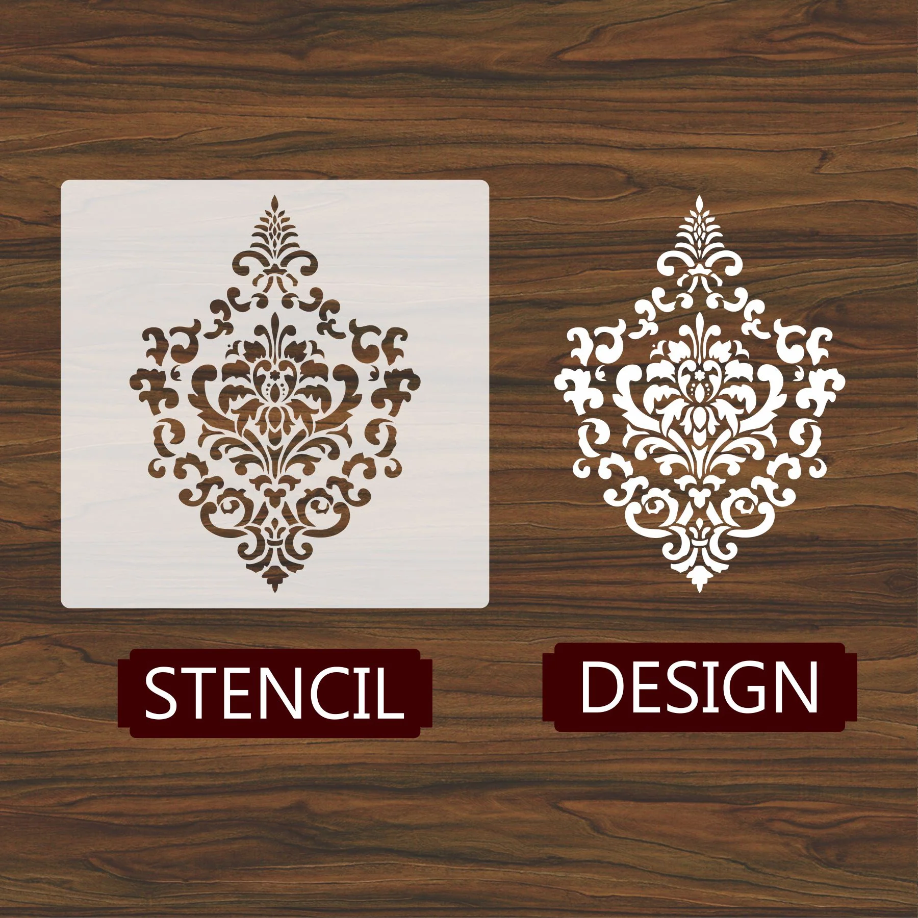 Vintage Damask Floral Reusable Stencil for Canvas and wall painting.ID #465 - Image 4