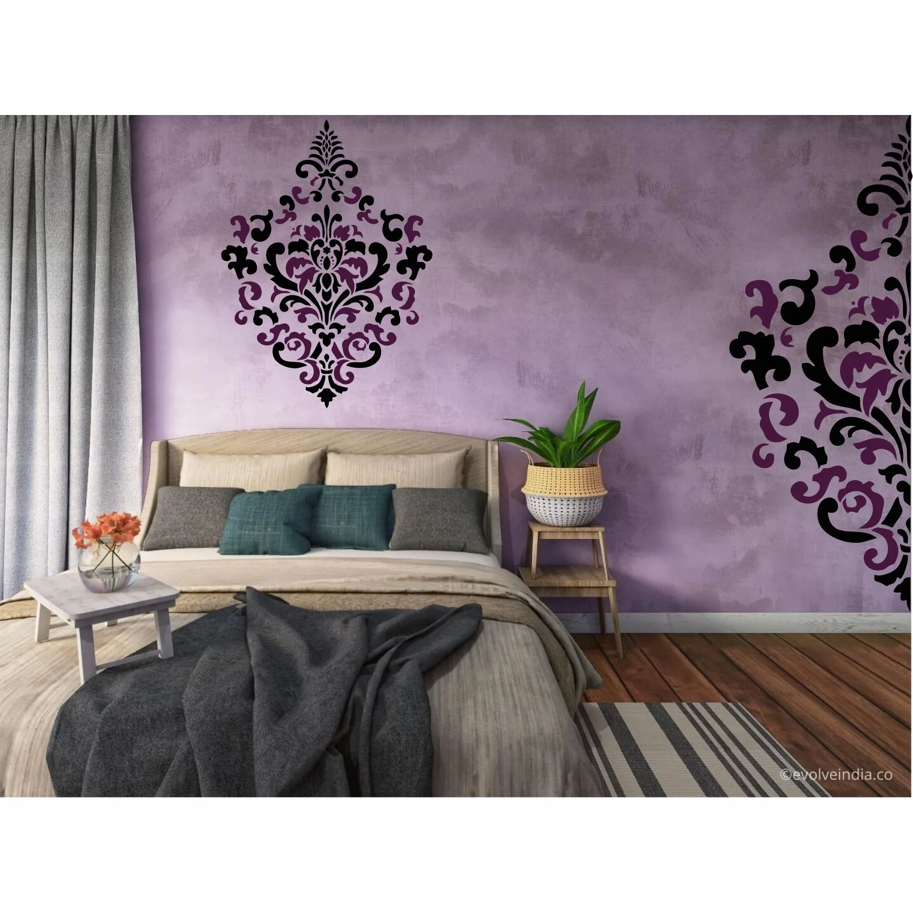 Vintage Damask Floral Reusable Stencil for Canvas and wall painting.ID #465 - Image 6