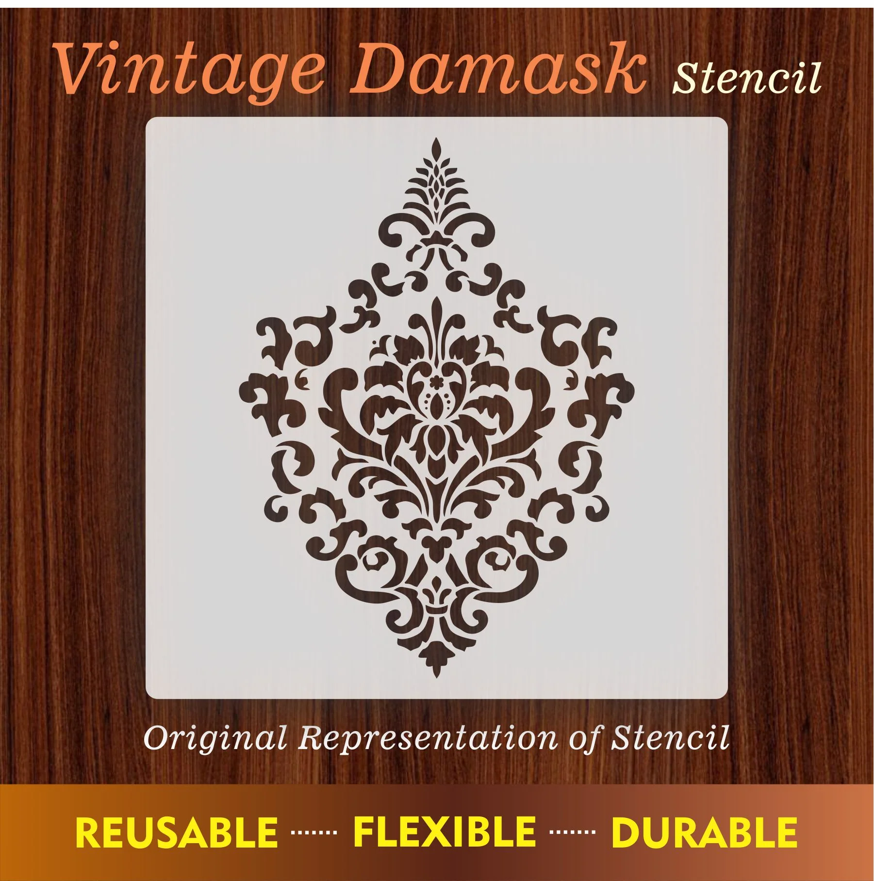 Vintage Damask Floral Reusable Stencil for Canvas and wall painting.ID #465 - Image 9