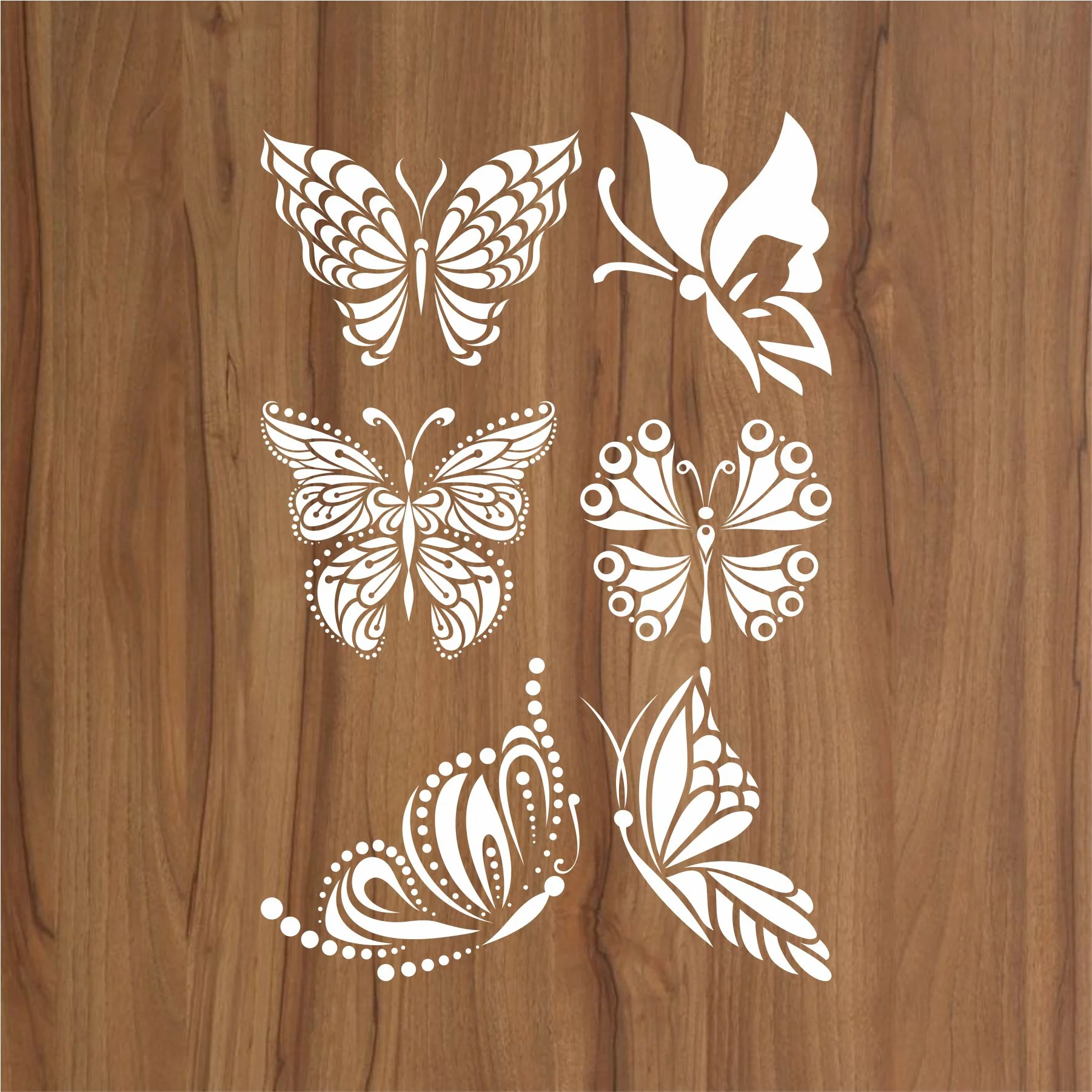 6 Modern Butterfly Reusable Stencil for Canvas and wall painting..ID#467 - Image 2