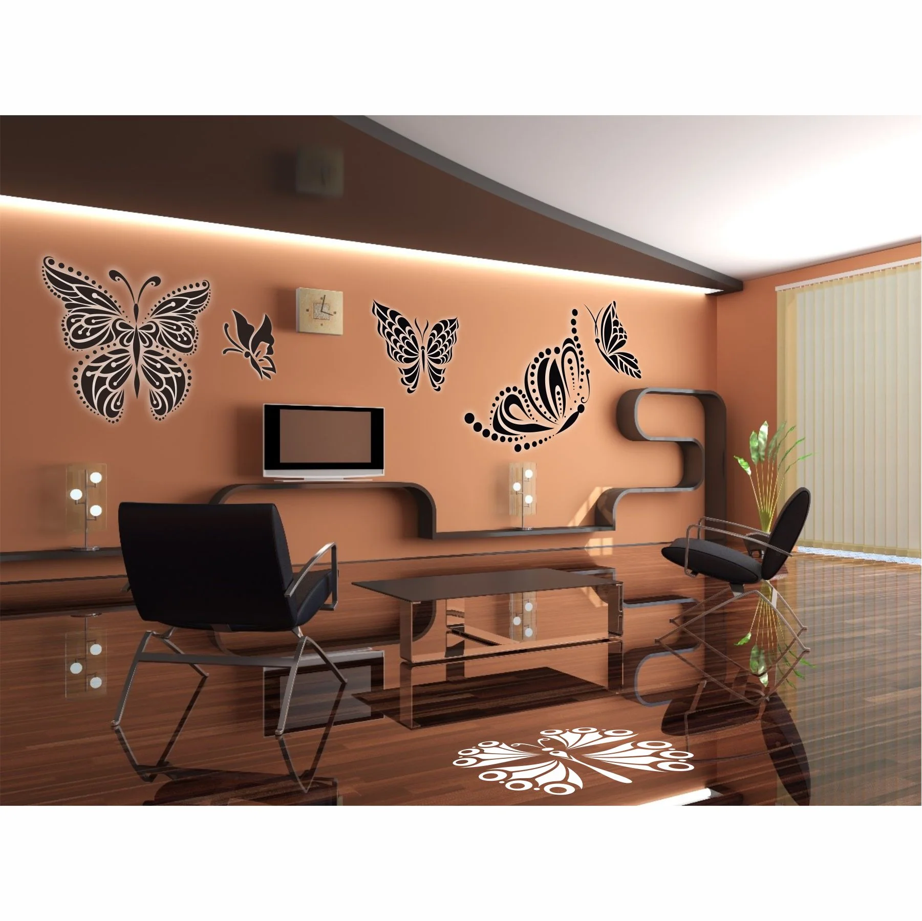 6 Modern Butterfly Reusable Stencil for Canvas and wall painting..ID#467 - Image 4