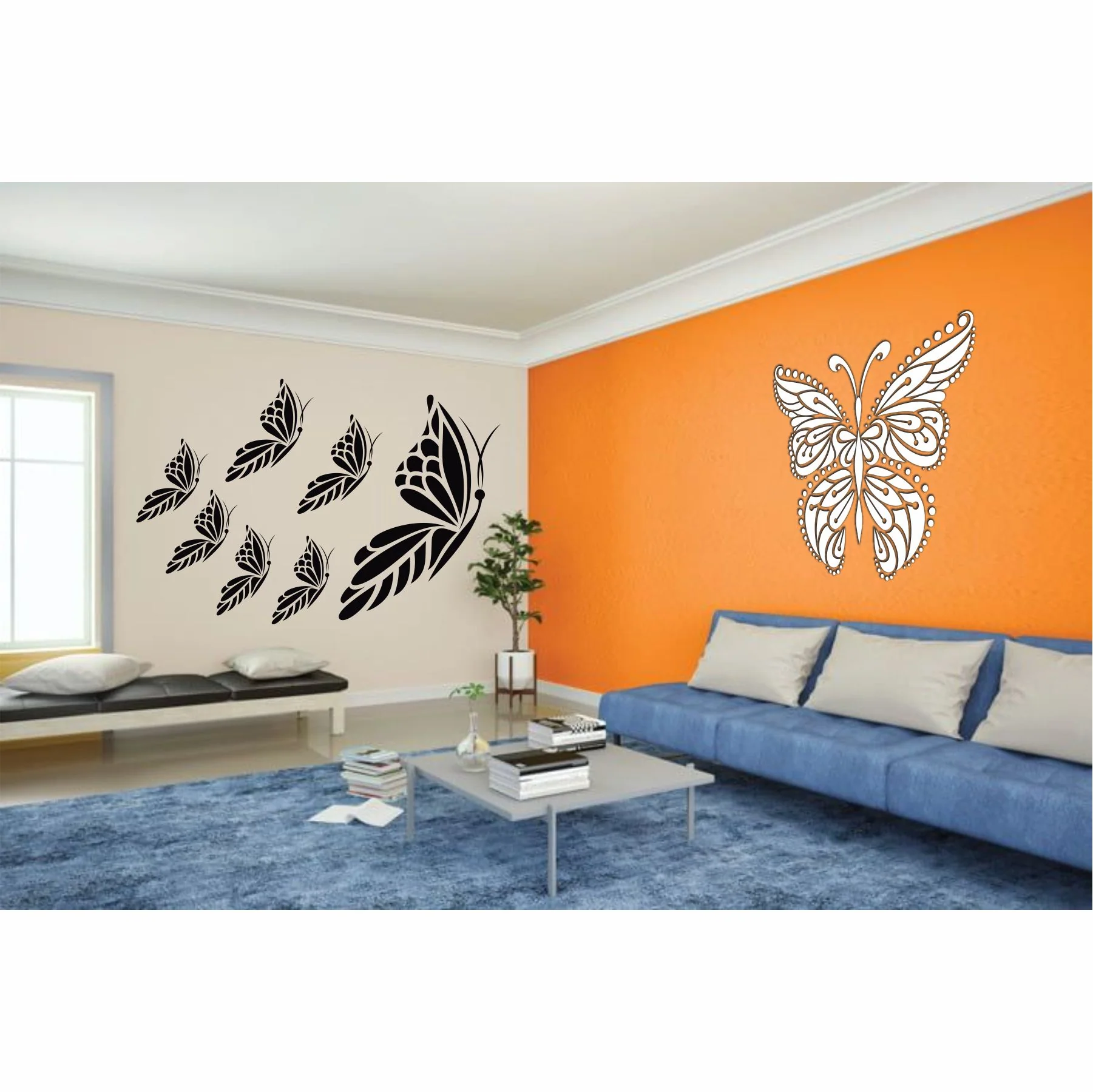 6 Modern Butterfly Reusable Stencil for Canvas and wall painting..ID#467 - Image 5