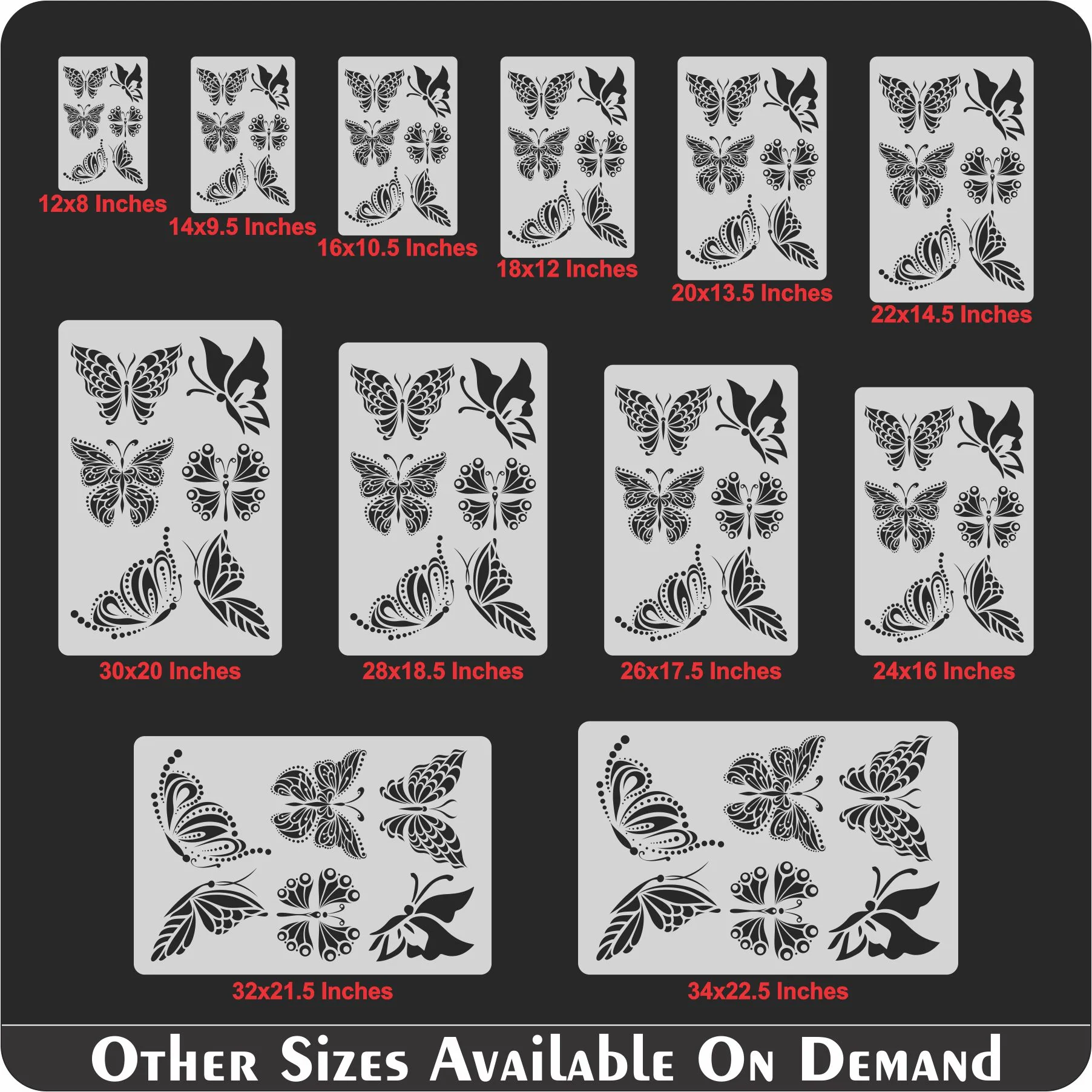 6 Modern Butterfly Reusable Stencil for Canvas and wall painting..ID#467 - Image 8
