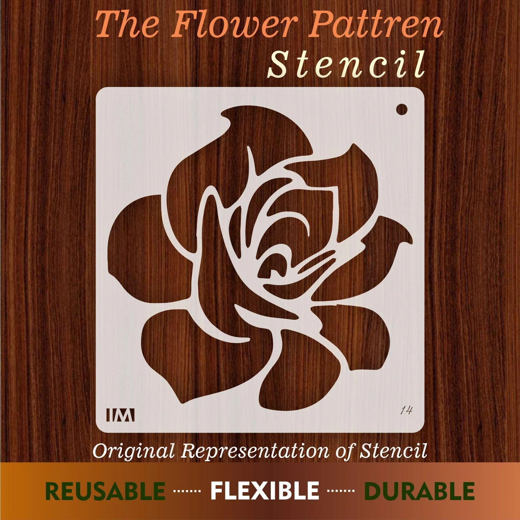 Flower Reusable Stencil For Canvas And Wall Painting.ID#14 - Image 3