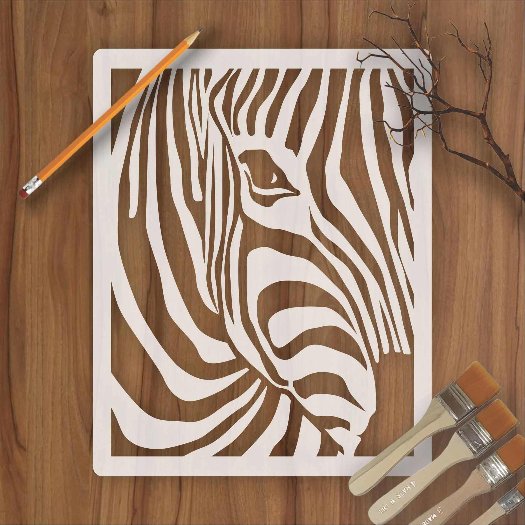 Zebra Face Reusable Stencil For Canvas And Wall Painting.ID#222