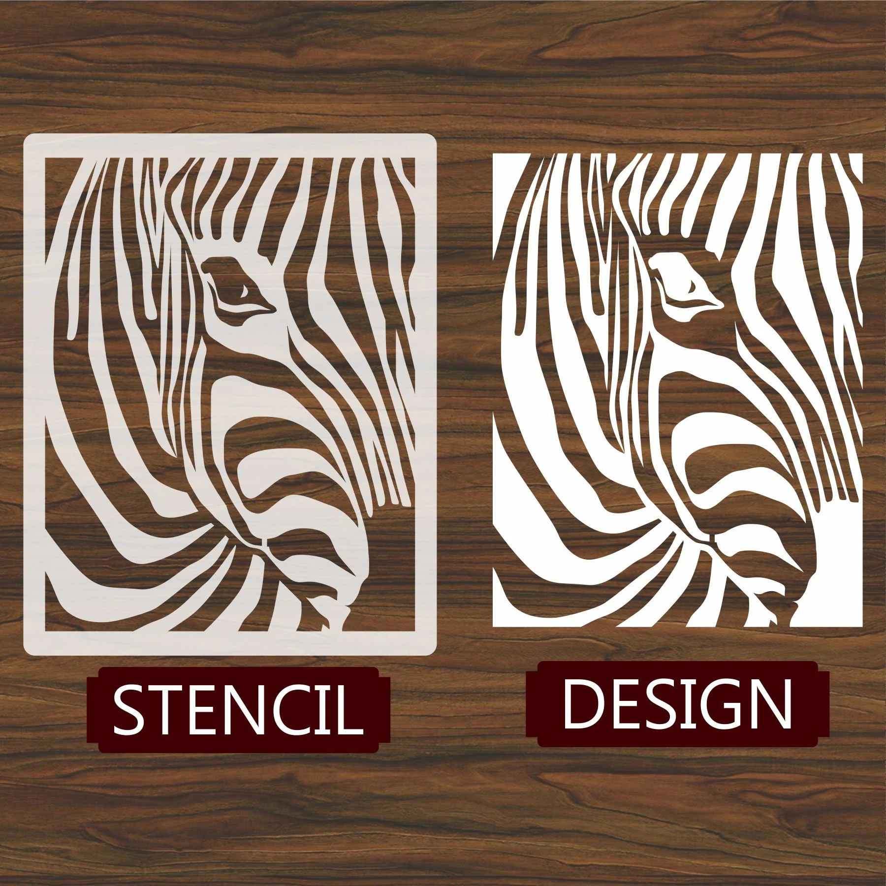 Zebra Face Reusable Stencil For Canvas And Wall Painting.ID#222 - Image 3