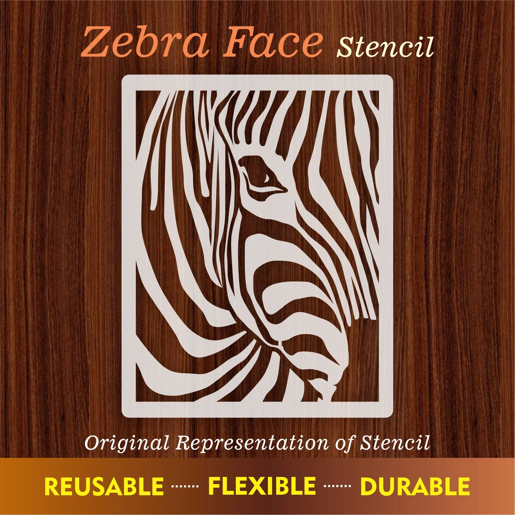 Zebra Face Reusable Stencil For Canvas And Wall Painting.ID#222 - Image 6