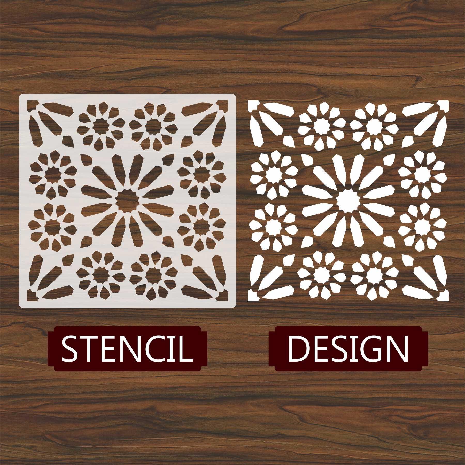 Cordelia Tile  Reusable Stencil for Canvas and wall painting.ID#154 - Image 2