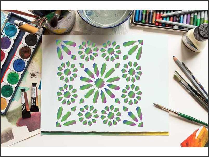 Cordelia Tile  Reusable Stencil for Canvas and wall painting.ID#154 - Image 5