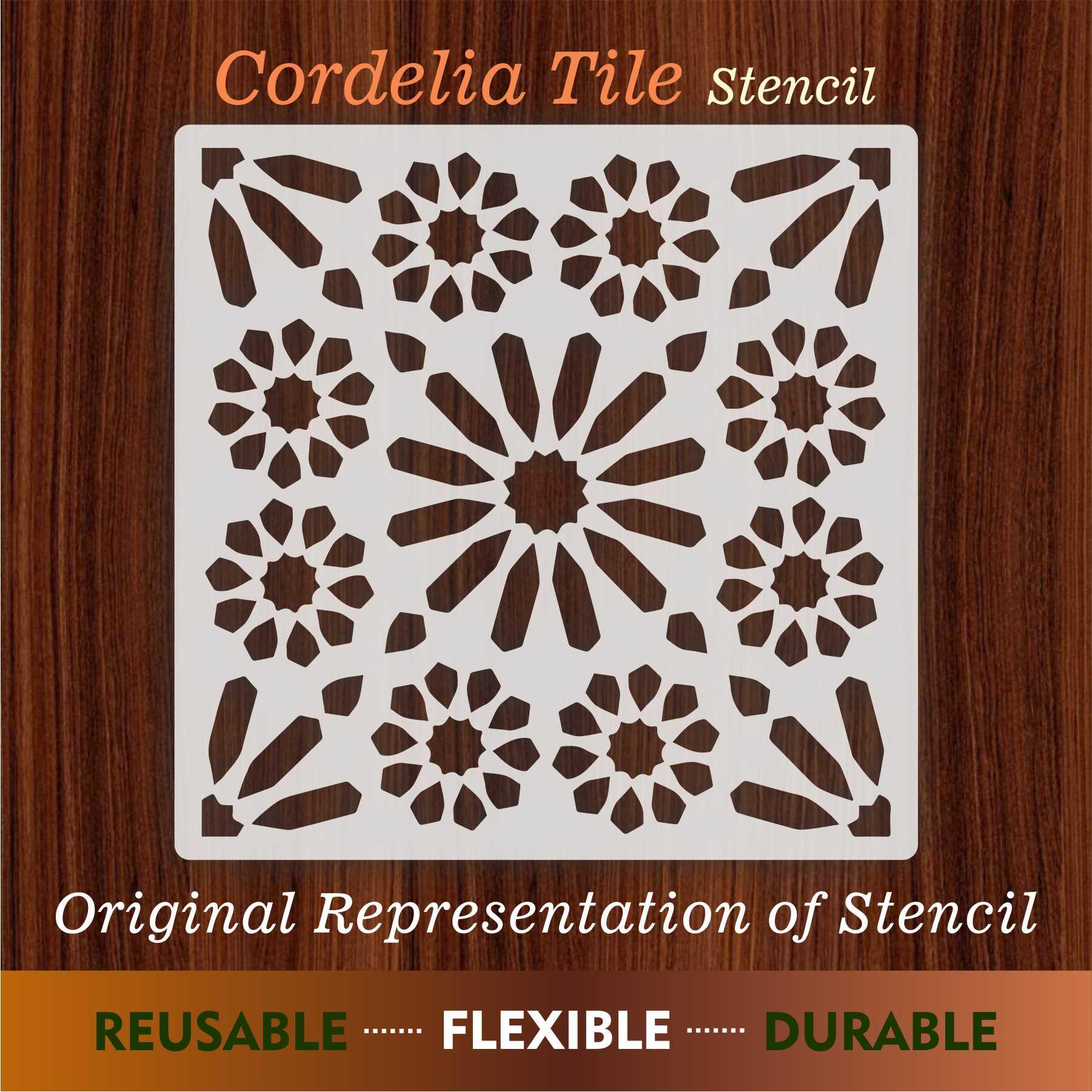 Cordelia Tile  Reusable Stencil for Canvas and wall painting.ID#154 - Image 9