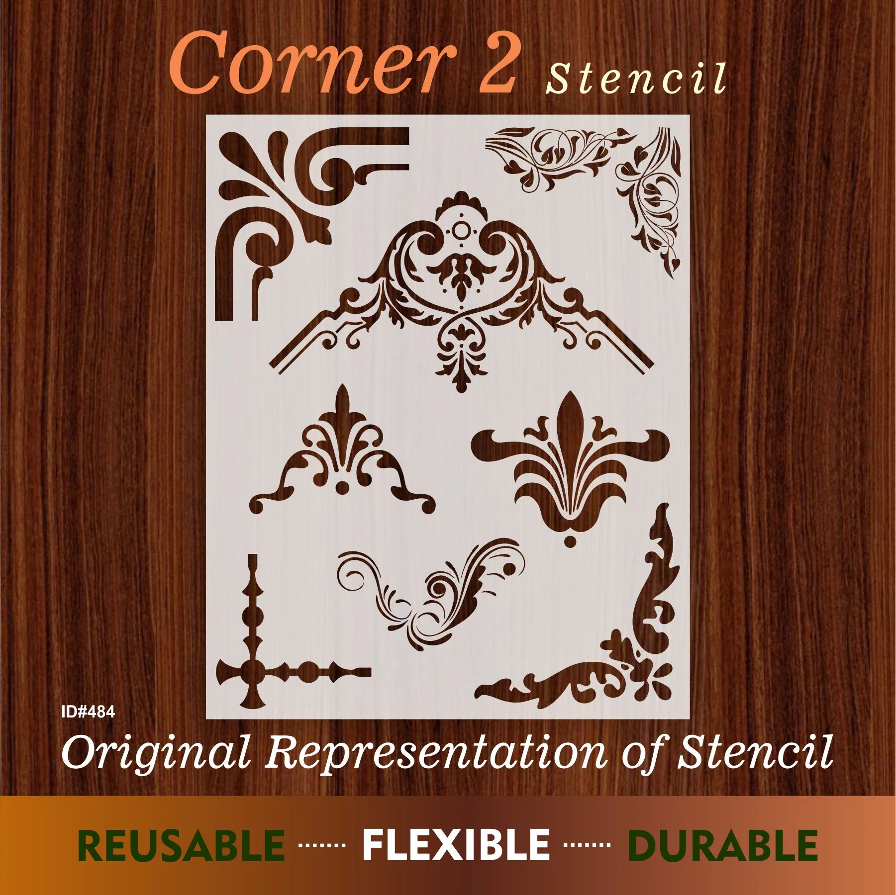 Corner 2 Reusable Stencil For Canvas And Wall Painting.ID #484