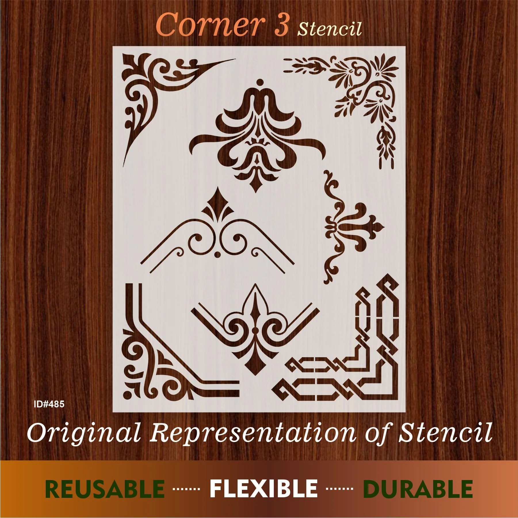 Corner 3 Reusable Stencil For Canvas And Wall Painting. ID #485