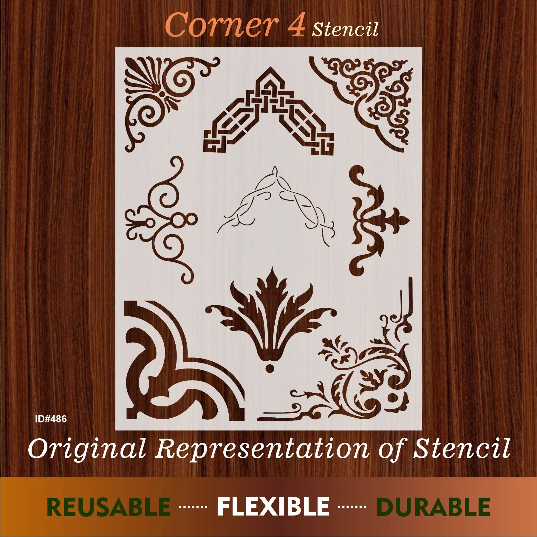 Corner 4 Reusable Stencil For Canvas And Wall Painting. ID #486