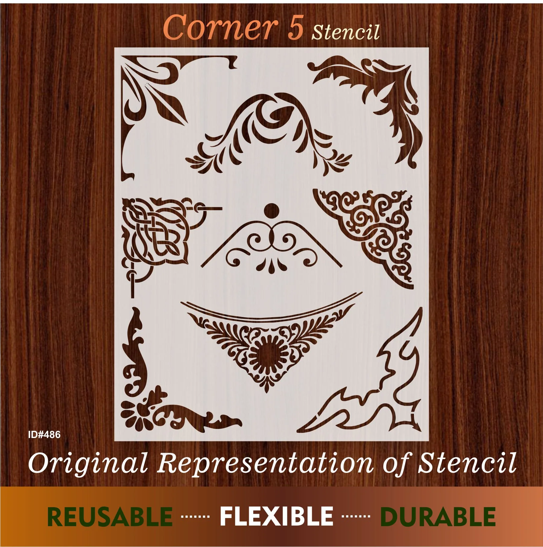 Corner 5 Reusable Stencil For Canvas And Wall Painting. ID #487
