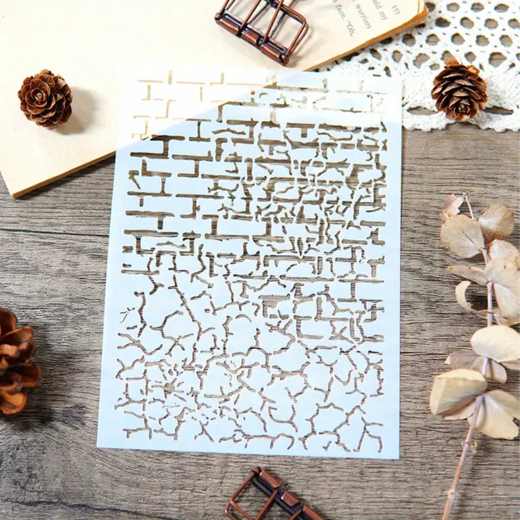 Craket and Brick Stencil Painting Scrapbook Coloring Embossing Album Decor Template. ID #627 - Image 5