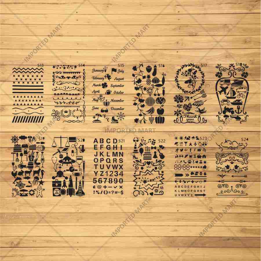 Bullet Journal Stencils Pack for Scrapbooking , Kids notebook and Bullet Journal – Decorative Symbols Design – ID# 715B - Image 3