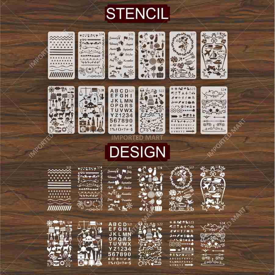 Bullet Journal Stencils Pack for Scrapbooking , Kids notebook and Bullet Journal – Decorative Symbols Design – ID# 715B - Image 4