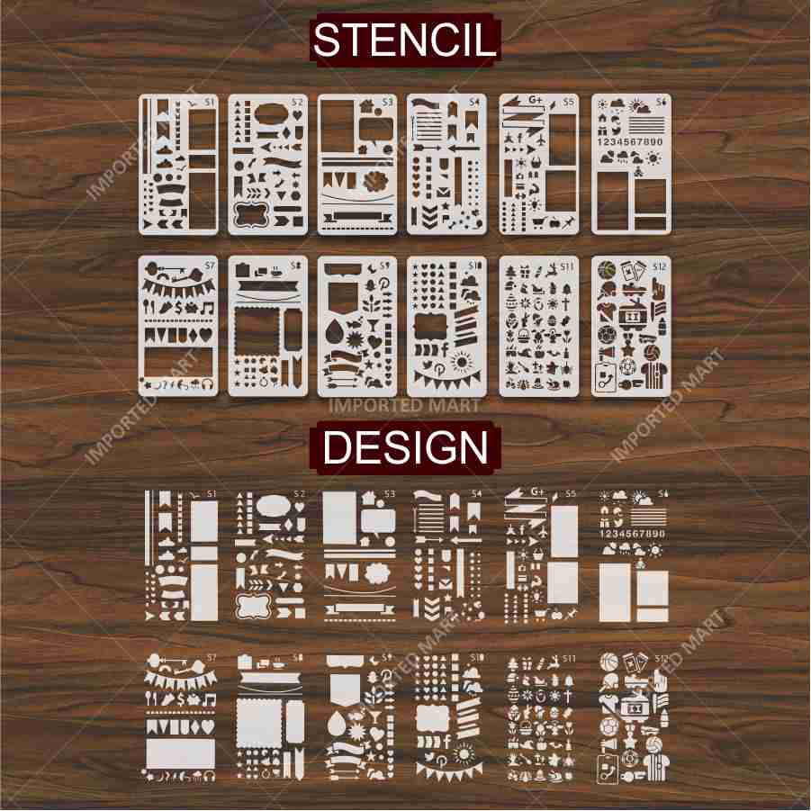 Bullet Journal Stencils Pack for Scrapbooking , Kids notebook and Bullet Journal – Decorative Symbols Design – ID# 715A - Image 4