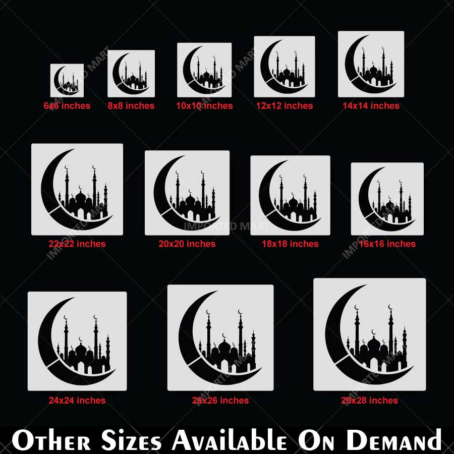 Crescent Mosque Stencil for Wall, Wood, Furniture & Ramadan Decor – Islamic Moon Masjid Design – ID# 773 - Image 5