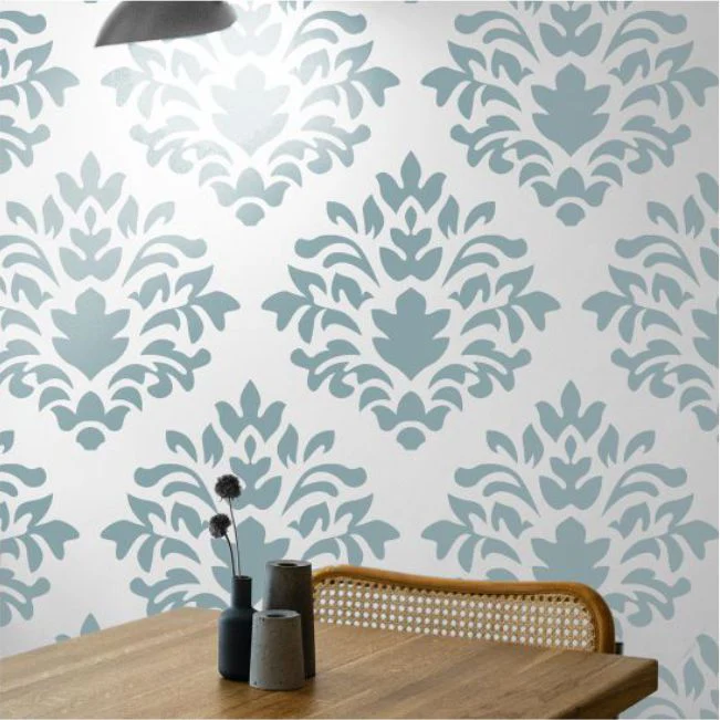 Crest Damask Reusable Stencil For Canvas And Wall Painting.ID#216