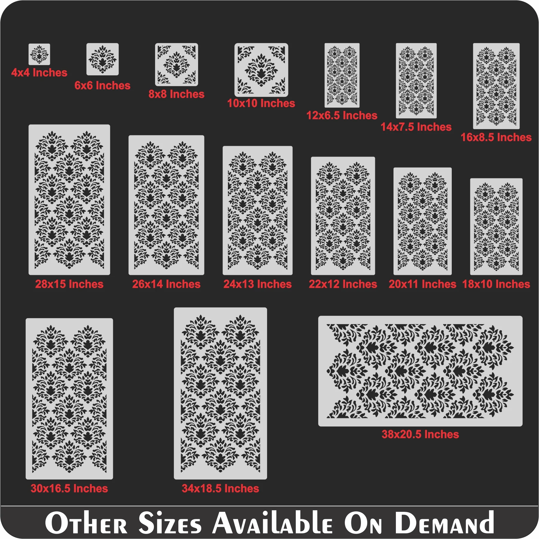 Crest Damask Reusable Stencil For Canvas And Wall Painting.ID#216 - Image 14