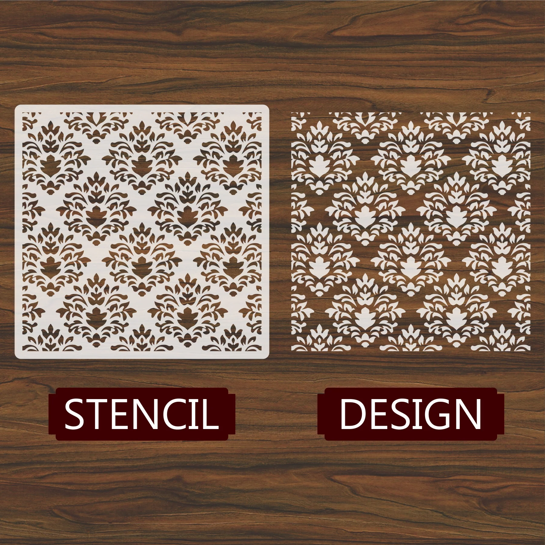 Crest Damask Reusable Stencil For Canvas And Wall Painting.ID#216 - Image 5