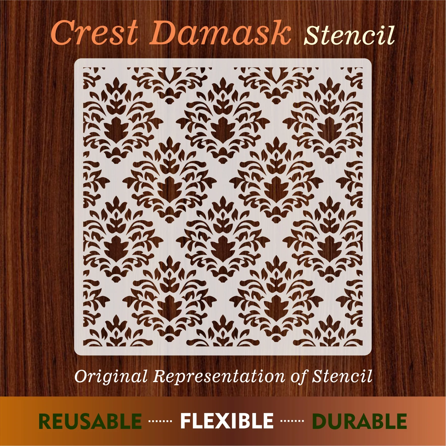 Crest Damask Reusable Stencil For Canvas And Wall Painting.ID#216 - Image 9