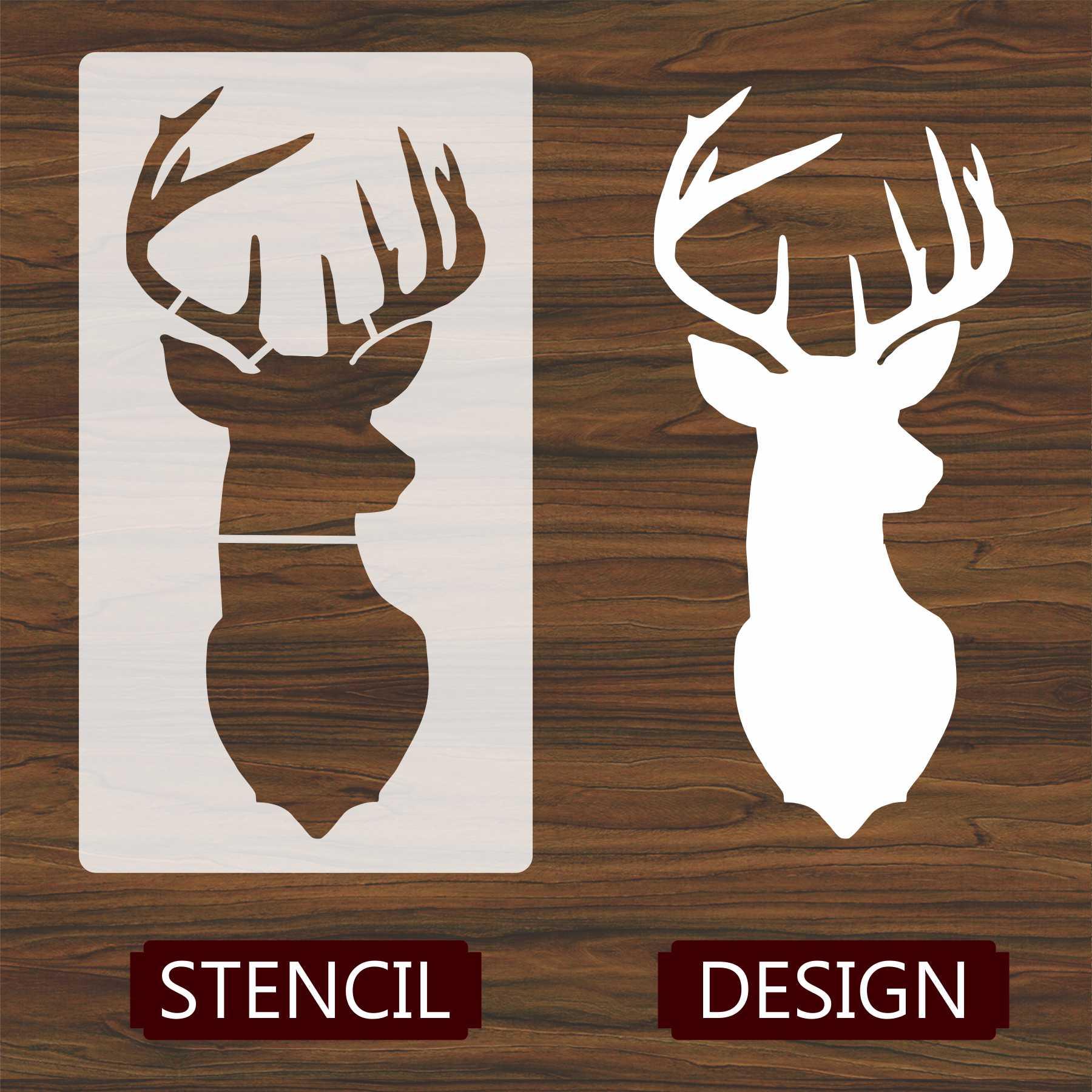Cristmas Deer Head Reusable Stencil for Canvas and wall painting.ID# 440 - Image 3