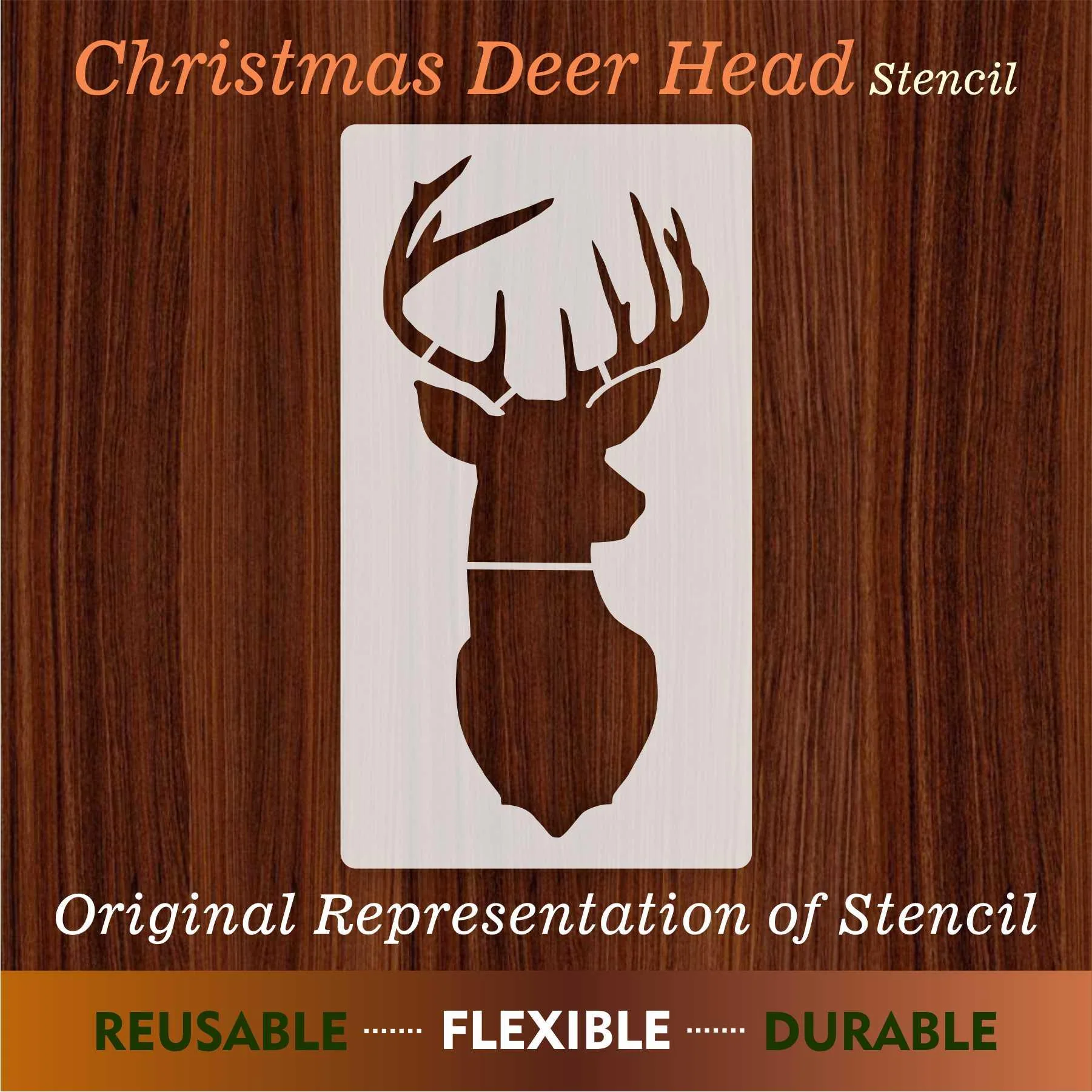 Cristmas Deer Head Reusable Stencil for Canvas and wall painting.ID# 440 - Image 7