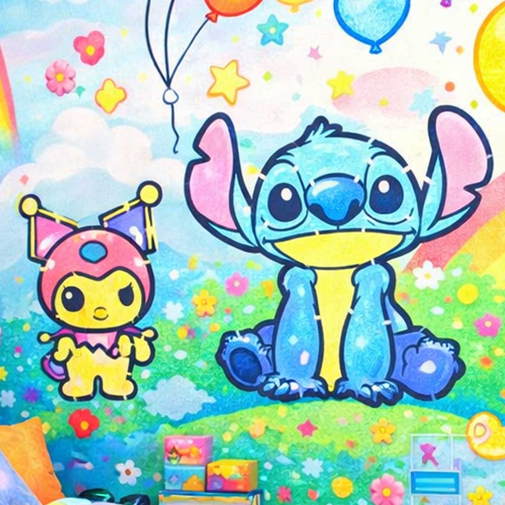 Cute Cartoon Character Pack Stencil for Wall, Wood & Fabric Painting – Kawaii Kids Art Design – Pack of 4 – ID# 801 - Image 6