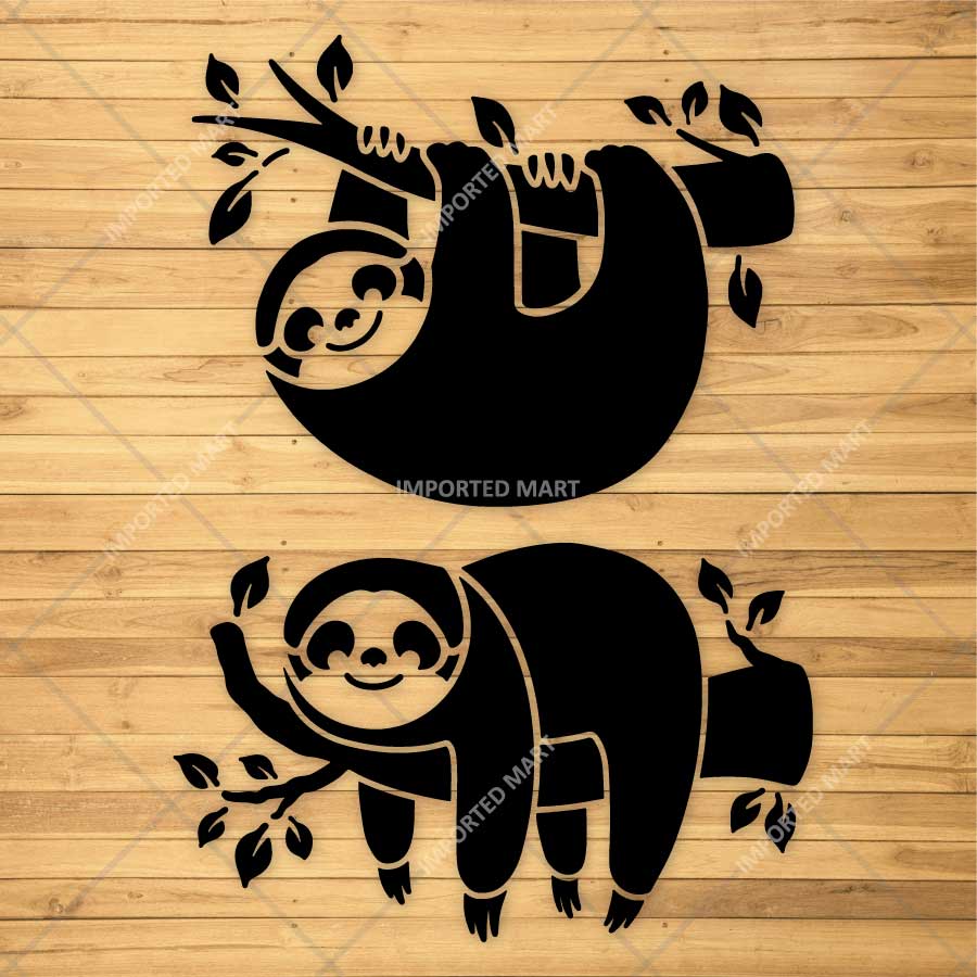 Cute Sloth Stencil for Wall, Kids Room & Furniture – Hanging Sloth Animal Design – ID# 782 - Image 2