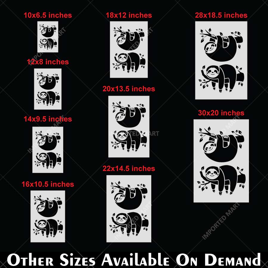 Cute Sloth Stencil for Wall, Kids Room & Furniture – Hanging Sloth Animal Design – ID# 782 - Image 4