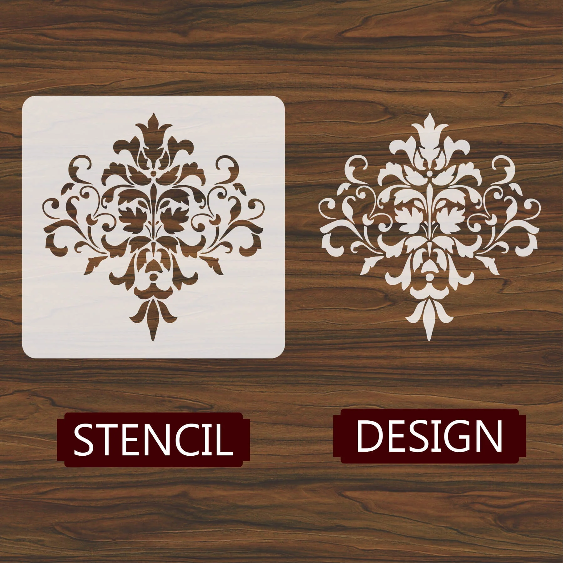 Damask Floral Allover Pattern Reusable Stencil For Canvas And Wall Painting.ID#239 - Image 4
