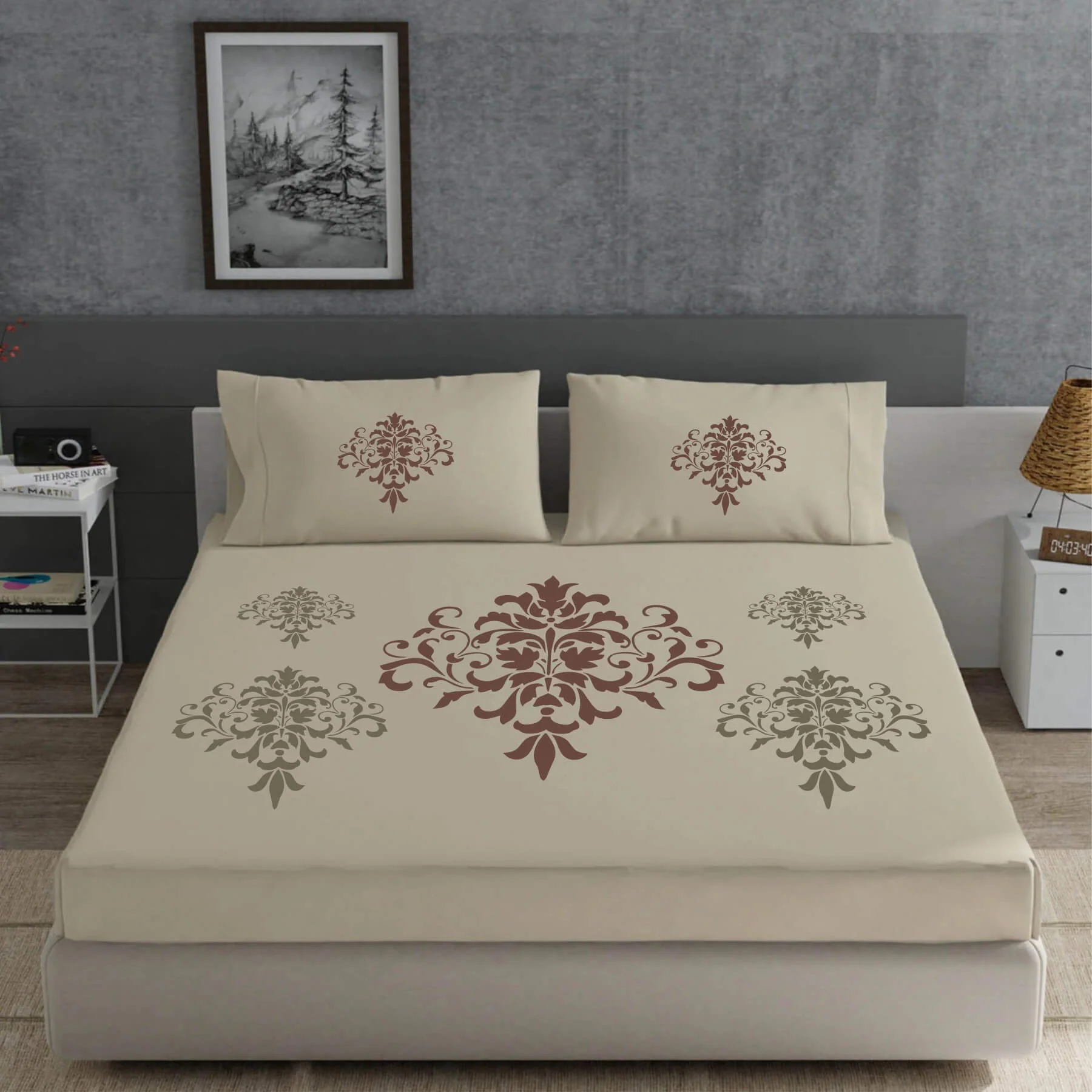 Damask Floral Allover Pattern Reusable Stencil For Canvas And Wall Painting.ID#239 - Image 5
