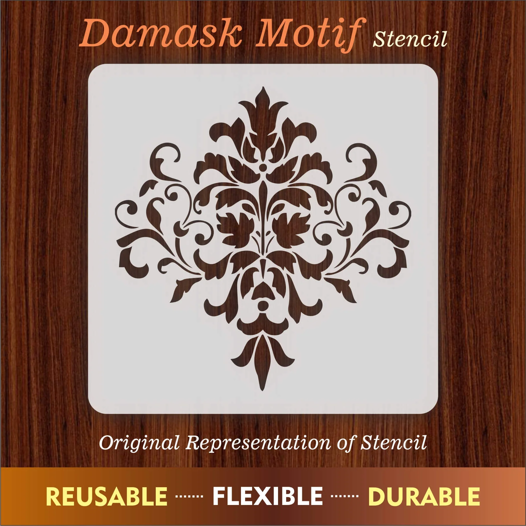Damask Floral Allover Pattern Reusable Stencil For Canvas And Wall Painting.ID#239 - Image 7
