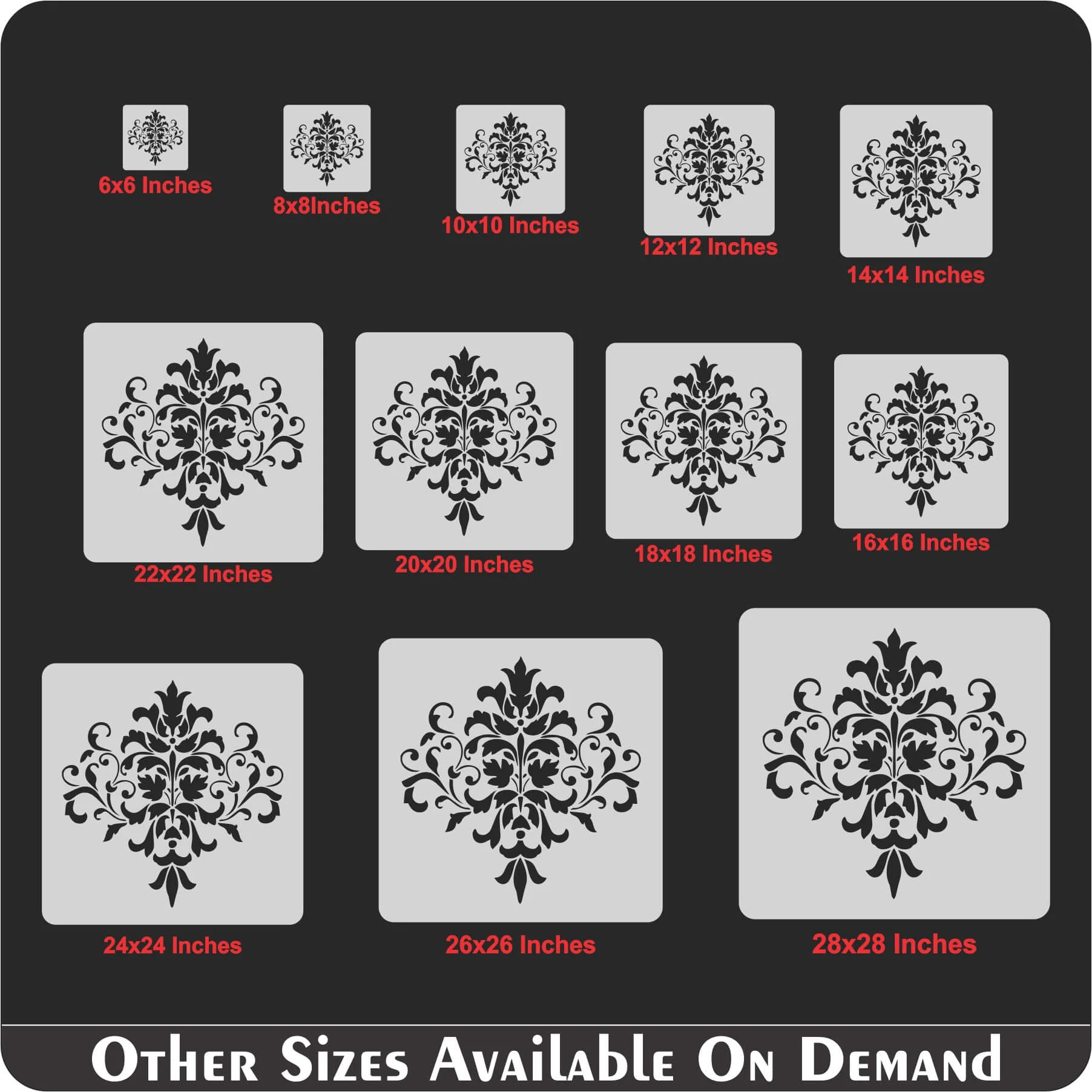 Damask Floral Allover Pattern Reusable Stencil For Canvas And Wall Painting.ID#239 - Image 8