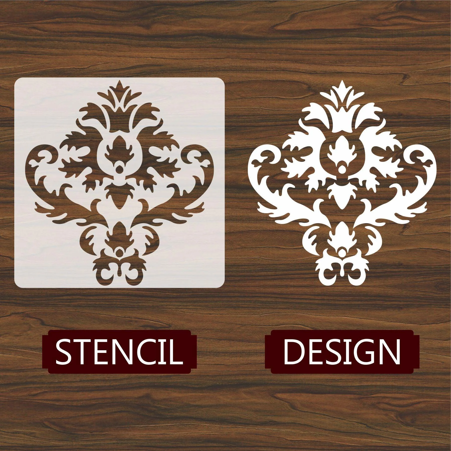 Damask floral pattern Reusable Stencil For Canvas And Wall Painting.ID#211 - Image 4