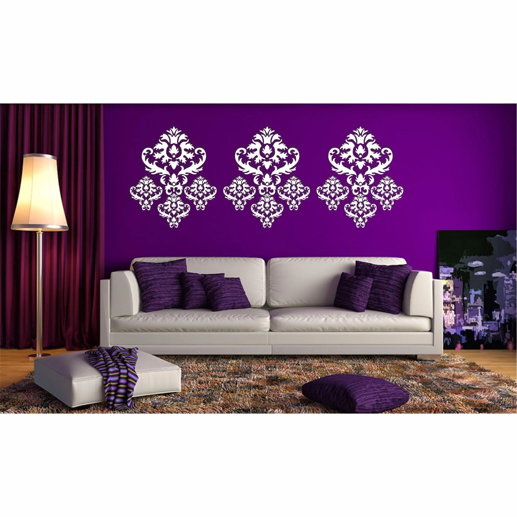 Damask floral pattern Reusable Stencil For Canvas And Wall Painting.ID#211 - Image 8