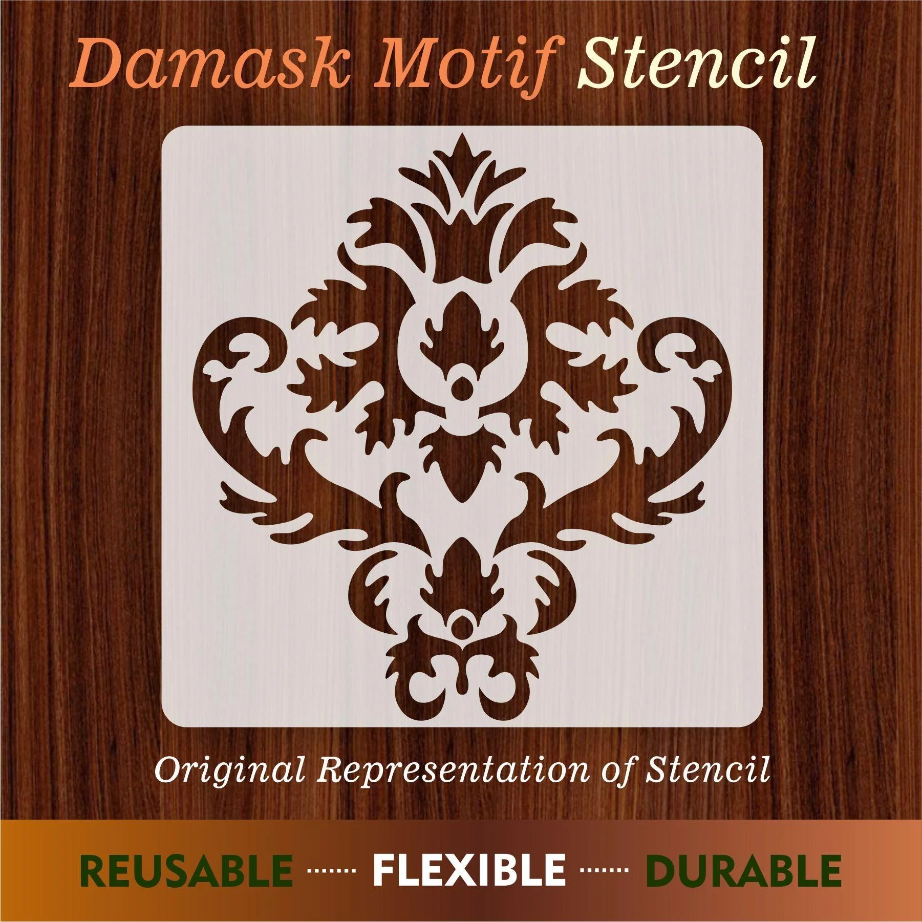 Damask floral pattern Reusable Stencil For Canvas And Wall Painting.ID#211 - Image 9