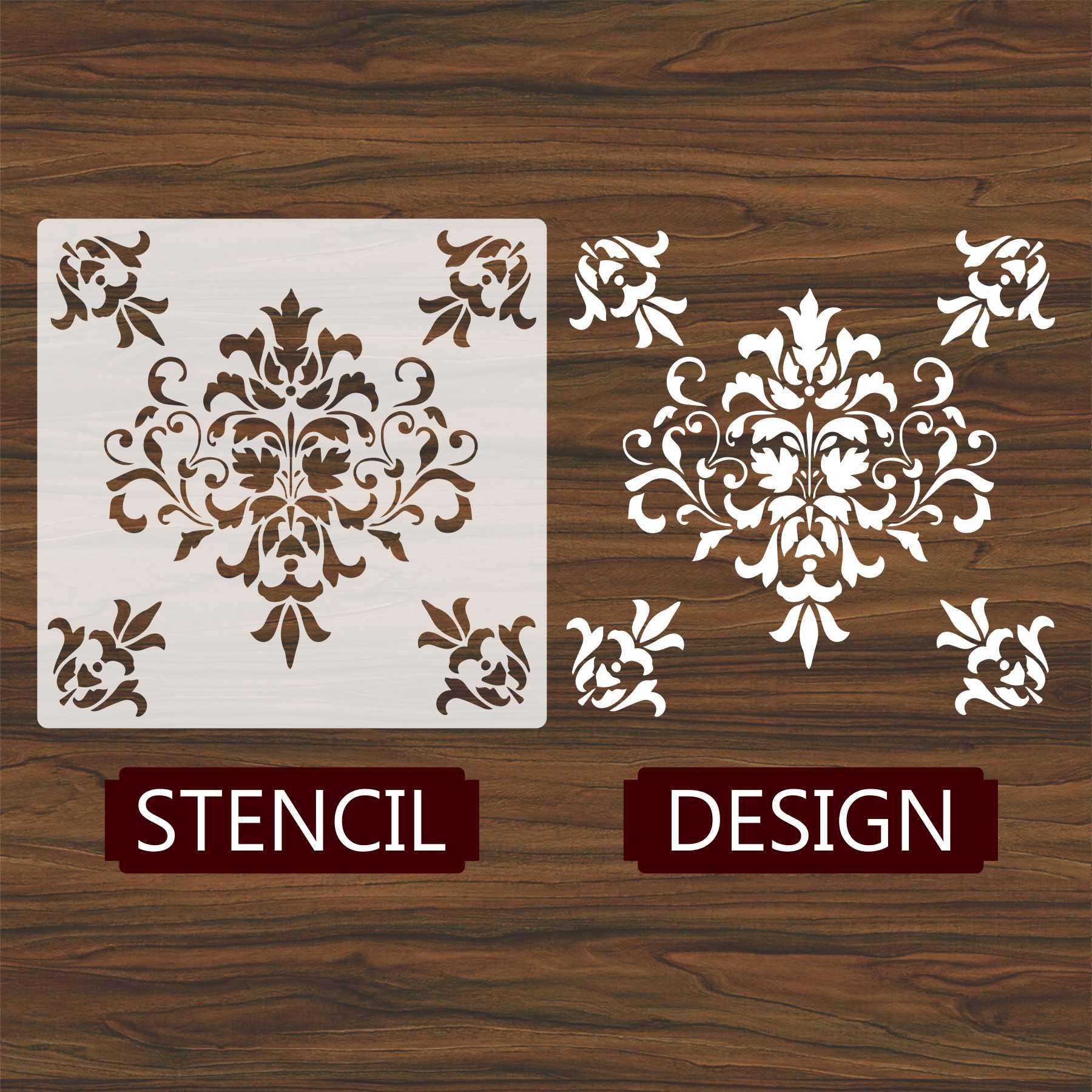 Damask Motif Reusable Stencil for Canvas and wall painting.ID#152 - Image 3