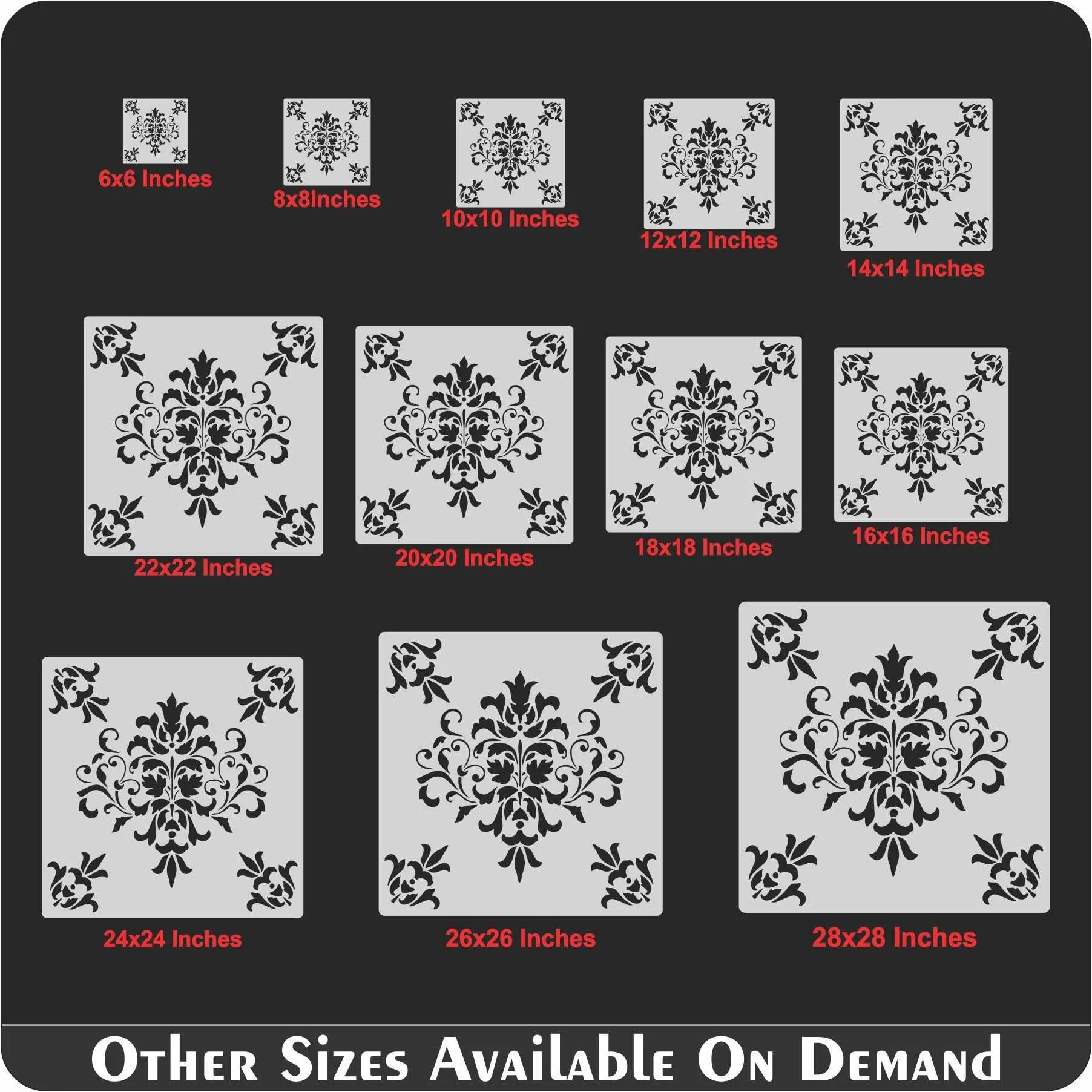 Damask Motif Reusable Stencil for Canvas and wall painting.ID#152 - Image 7