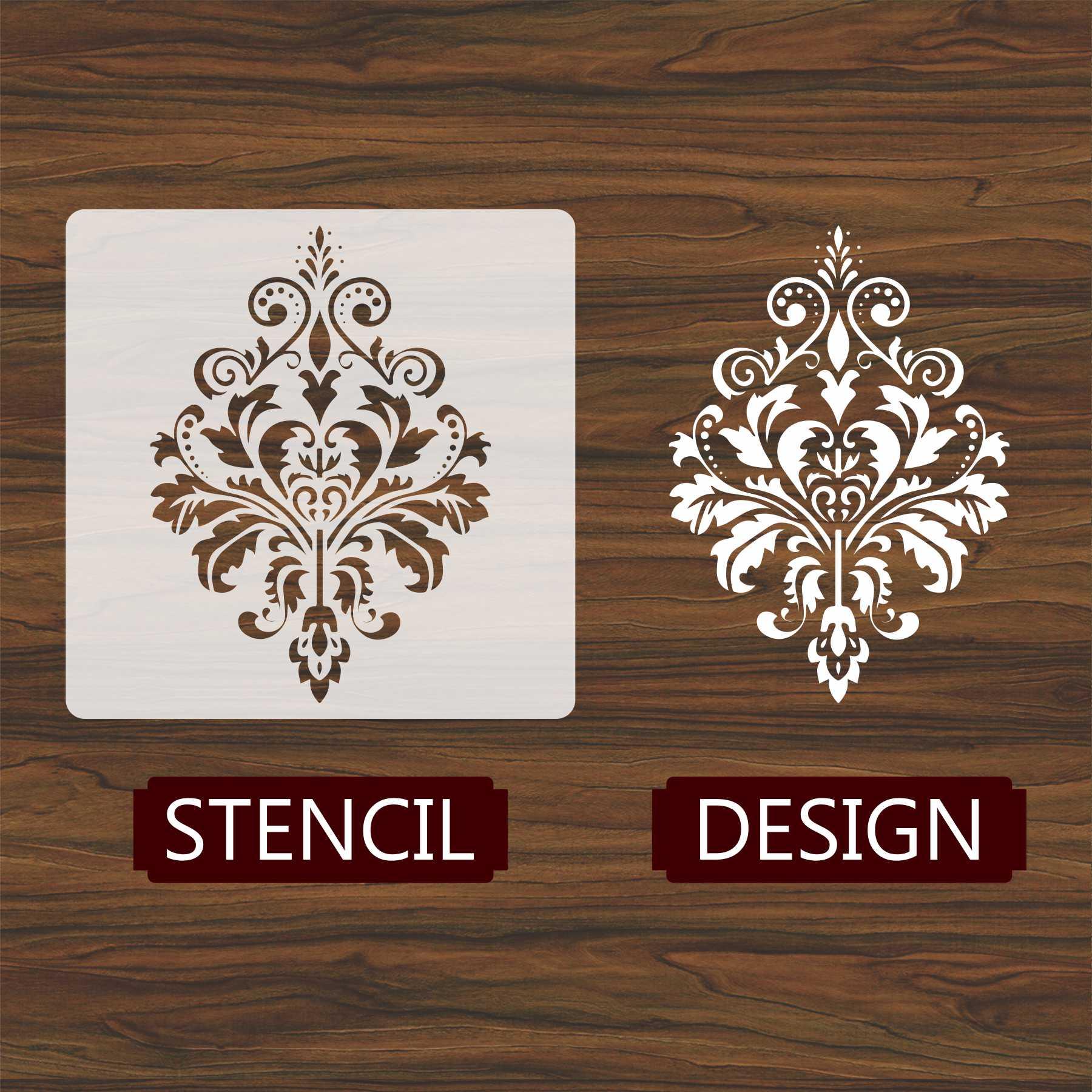 Damask Motif Reusable Stencil for Canvas and wall painting.ID#151 - Image 3