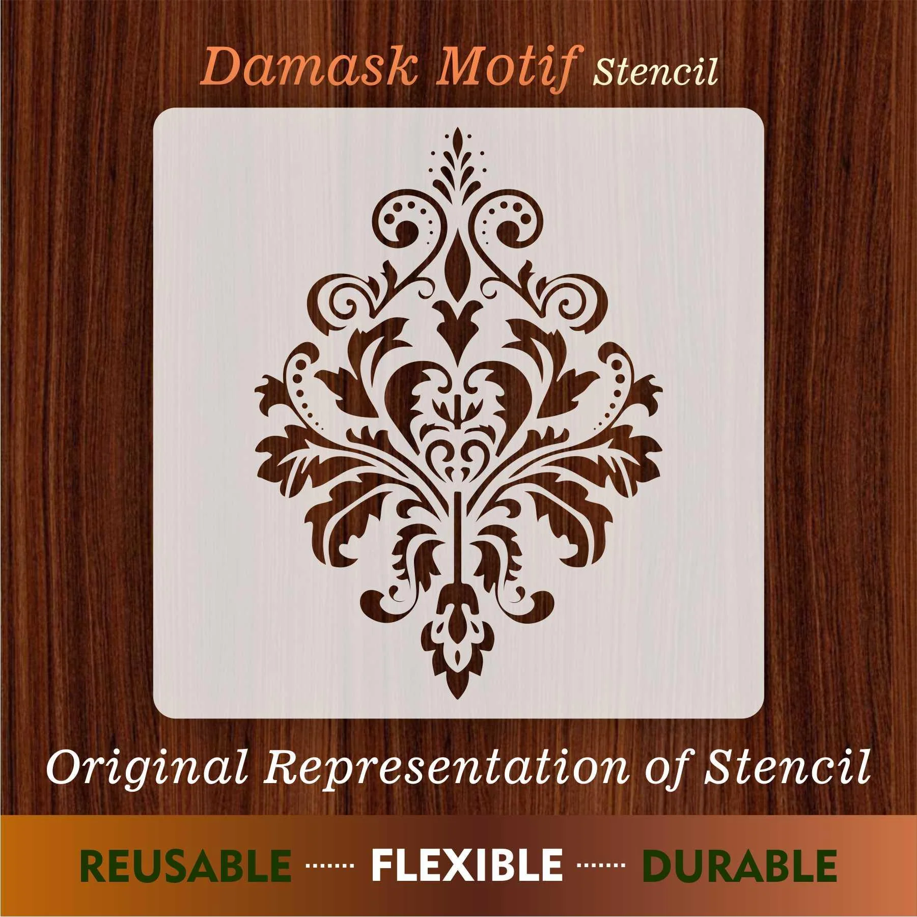 Damask Motif Reusable Stencil for Canvas and wall painting.ID#151 - Image 7