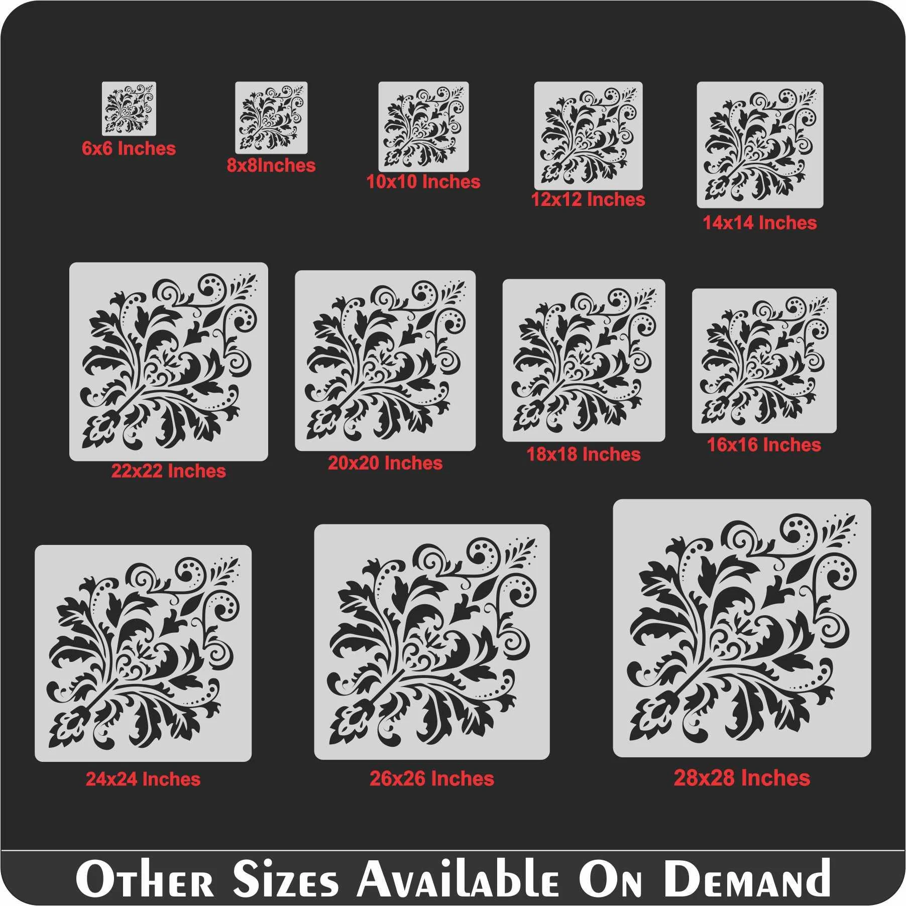Damask Motif Reusable Stencil for Canvas and wall painting.ID#151 - Image 8
