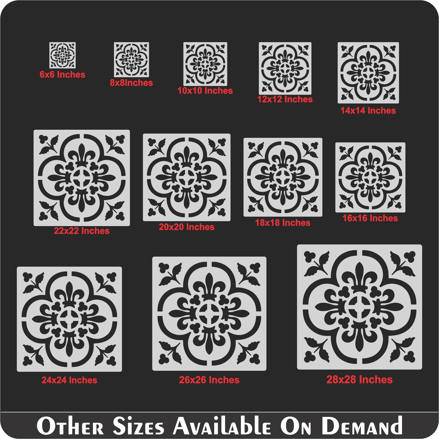 Damask Motif Reusable Stencil For Canvas And Wall Painting.ID#235 - Image 12